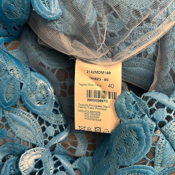 MSGM Milano Blue Lace Netted Short Sleeve Top Size 40 Small US - Picture 7 of 11